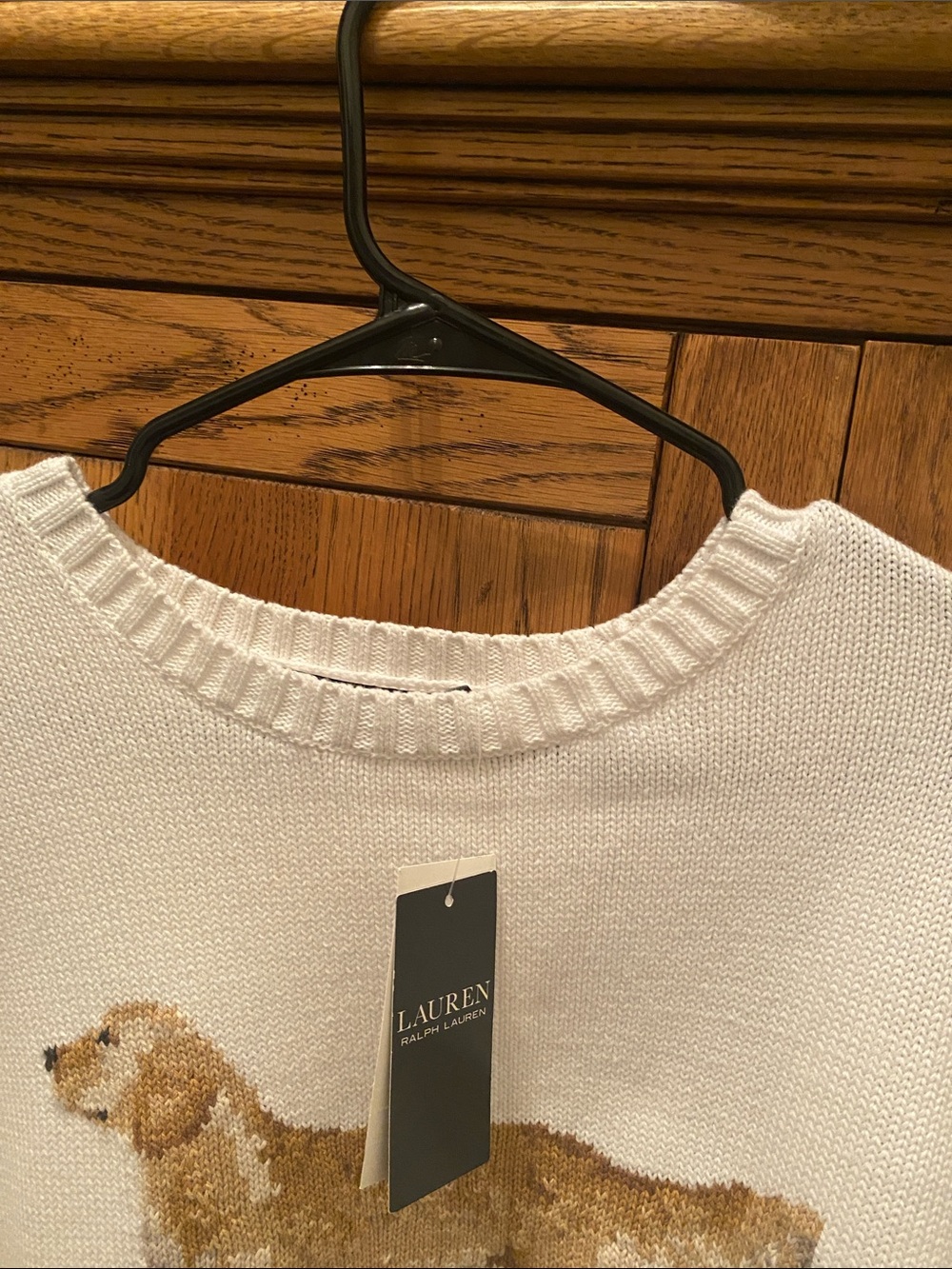 Ralph Lauren Woman’s Off White Intarsia-Knit Vizsla Crewneck Sweater Sz XXL NWT - Picture 5 of 13